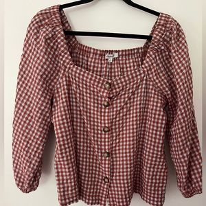 Madewell Red and White Gingham Blouse